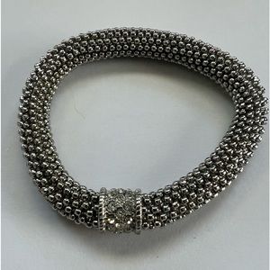 SILVER BEADED STRETCH BRACELET
